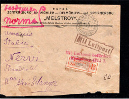 1923 ,very  Early Air Mail Cover Moskau To Italy , Commercial ,registered , Airmail Postmarks , Rare ! - Storia Postale