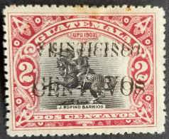 Guatemala 1916 Statue Barrios Double Surcharge Overprint Yvert 159b * MH - Fehldrucke