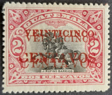 Guatemala 1916 Statue Barrios Erreurs Errors : Double Surcharge Overprint + ROUGE Yvert 159c * MH - Fehldrucke