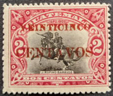 Guatemala 1916 Statue Barrios Surcharge Rouge Red Overprint Yvert 159d * MH - Erreurs Sur Timbres