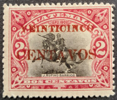 Guatemala 1916 Statue Barrios Surcharge Rouge Red Overprint Yvert 159d * MH - Fouten Op Zegels