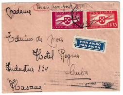 Portugal AIRMAIL COVER Via New York USA To Cuba 1938 - Aéreo