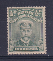 Rhodesia - BSAC: 1913/22   Admiral    SG187    ½d    Dull Deep Green     MH - Other & Unclassified