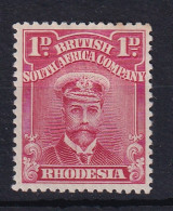 Rhodesia - BSAC: 1913/22   Admiral    SG190    1d    Rose-carmine  [shaded Ear]   MH - Other & Unclassified