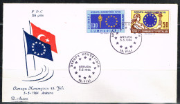 EUR L90 - TURQUIE N° 1688/89 Sur FDC 15e Anniversaire Du Conseil De L'Europe 1964 - Brieven En Documenten