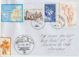 Lettre île Saint Martin (île Des Petites Antilles) Adressée Andorra (Principat) (2023), Avec Timbre à Date Arrivée - Storia Postale