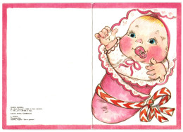 Baby, Congratulations To Mom & Dad 1988 Unused Birth Postcard. Publisher Eesti Raamat, Tallinn Soviet Estonia - Birth