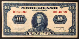 NETHERLANDS OLANDA  1943 10 Gulden Pick#66a Lotto 367 - 100  Florín Holandés (gulden)