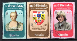 Tuvalu 1982 21st Birthday Of Diana Princess Of Wales Set CTO Used (SG 184-186) - Tuvalu