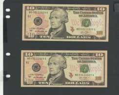 USA - SUITE 2  Billets 10 Dollar 2013 NEUF/UNC P.540 § MB 028-029 - Billets De La Federal Reserve (1928-...)