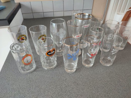 Lot De Verres. Bière. Delbruyère, Faleau, Haecht, Safir, Ekla, Hirch, Wielemens, Slavia, J.B.BJ, Brasserie. Dinant - Bicchieri