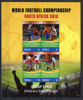 Tuvalu Sheetlet 4v 2010 World Football Championship South Africa - Spain Vs Switzerland MNH - 2010 – South Africa