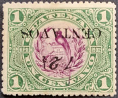 Guatemala 1916 Animal Oiseau Bird Quetzal Surcharge Renversée Inverted Overprint Yvert 158a * MH - Errori Sui Francobolli