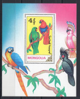 Mongolia Block 1v 1990 Birds Parrot MNH - Mongolie