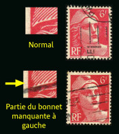 FRANCE - VARIETE - YT 721A - MARIANNE DE GANDON - PARTIE DU BONNET MANQUANTE - TIMBRE OBLITERE - Used Stamps
