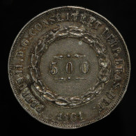 Brésil / Brazil, Pedro II, 500 Reis, 1861, Argent (Silver), TTB+ (EF), KM#464 - Brésil