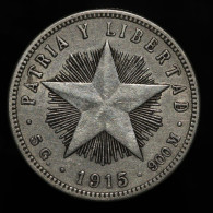 Cuba, 20 Centavos, 1915,  Argent (Silver), TTB+ (EF), KM#13.1 - Cuba