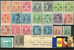 TIMBRES INDIAN INDIA  1919-1939  22 TP. SELECTION - Cochin