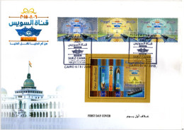 EGYPT FDC Suez Canal 2015 Stamps And Mini-sheet (ENV1) - Cartas & Documentos