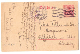 Belgique Occupation Entier 3 10 Centimes Censure Antwerpen Affoltern-am-Albis Suisse 1915 - Occupazione Tedesca