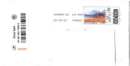 France, Courrier Suivi, Timbre Personnalisé Imprimé "Paysage / Lac / Montagne", 2023, Sur Lettre - Printable Stamps (Montimbrenligne)
