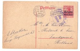Belgique Occupation Entier 3 10 Centimes Censure Antwerpen Freigegeben Zandvoort Nederland 1915 - Duitse Bezetting
