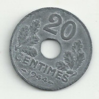 20 Centimes - 1944 - Zinc - TB/TTB - 20 Centimes