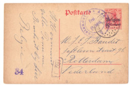 Belgique Occupation Entier 3 10 Centimes Censure 34 C397 De Bouchout Boechout à Rotterdam Nederland 1916 - Occupation Allemande