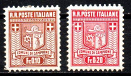 1944 - Italia - Emissioni Locali - Campione D'Italia 2 A/3 A Stemma  ------- - Emissions Locales/autonomes