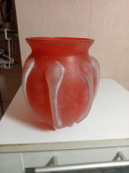 Vase Boule Orange Ancien Diamètre 14 Cm Hauteur 16 Cm - Vases