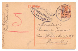 Belgique Occupation Entier 10 8 Cent Censure Militarische Lüttich 1917 - German Occupation