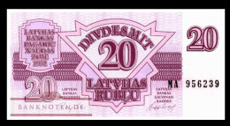 # # # Banknote Lettland (Latvijas) 20 Rubel (Rublis) 1992 UNC # # # - Latvia