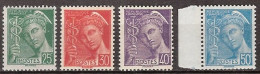 France - YT 411, 412, 413 Et 414B (1938-41) Type Mercure Neuf ** - 1938-42 Mercurio