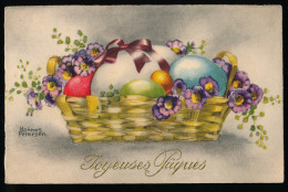 HANNES PETERSEN   POSTCARD   - JOYEUSES  PAQUES    2 SCANS - Petersen, Hannes