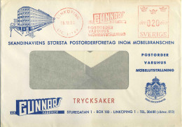 956  Gunnars Möbel: Furniture Meter Stamp From Linköping, 1963 - Ema Suède, Enveloppe à En-tête Meuble - Otros & Sin Clasificación