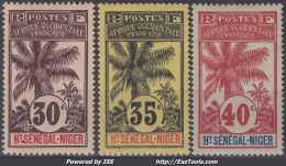 TIMBRE HAUT SENEGAL & NIGER PALMIER N° 9/11 NEUFS * GOMME TRACE DE CHARNIERE - Unused Stamps