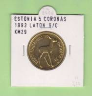 ESTONIA   5 CORONAS    1.993  LATON  KM#29   SC/UNC      DL-8706 - Estland