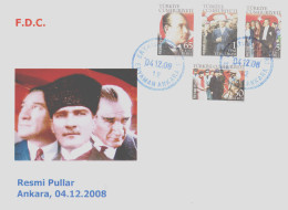 R-096 TURKIYE 2008 OFFICIAL ATATURK POSTAGE STAMPS F.D.C. - Cartas & Documentos