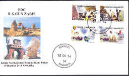 R-115 TURKIYE 2014 OFFICIAL POSTAGE STAMPS F.D.C. - Covers & Documents