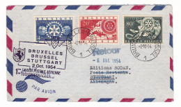 1ere Liaison Postale Bruxelles Stuttgart Flughafen 2 Octobre 1954 Par Avion Belgique Deutschland Aviation Avion Retour - Storia Postale