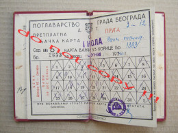 Kingdom Of Yugoslavia, Belgrade / Student Tram Ticket - Directorate Of Trams And Lighting ( 1939/40 ) - Europe