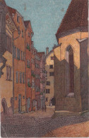 Chur - Hinter Der St.Martin's Kirche  (Künstlerkarte)      1919 - Coira