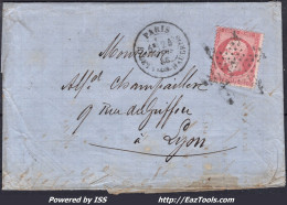 FRANCE N°24 SUR LETTRE AVEC ETOILE DE PARIS 7 + CAD DES VLLES HAUDRTES DU 24/03/1866 - 1862 Napoleon III