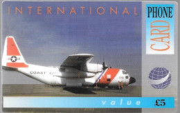 CARTE-PREPAYEE-GB-5£-AVION-Lookheed Des COAST GUARD_-Plastic Epais Glacé-Non Gratté Neuve- TBE/ - Avions