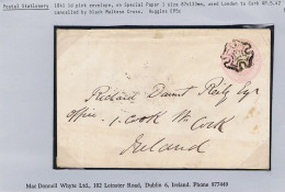 Ireland 1841 Post Office 1d Pink Envelope, Special Paper 1, Used London AP 5 42 To Cork AP 7 42 - Enteros Postales
