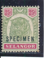 Malaisie Selangor Colonie Britannique N° 17 Surchargé SPECIMEN - Selangor