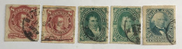 Argentina 1876/7, Rouletted, Rivadavia, Belgrano, Velez Sarfield, GJ 49/51, Scoot 35/7, Y 33/5, Used. - Usati