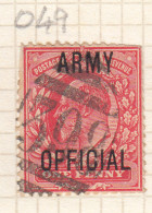 Clear Cancellation Postmark, Great Britian, 1d ARMY OFFICIAL, SGO74, Edward Used 1902 - Officials