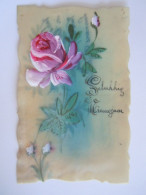 Carte Celluloïd Gelukkig Nieuwjaar Bonne Année Handgeschilderd Peinte Main Roos Rose 1926 - Sonstige & Ohne Zuordnung