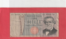 BANCA D'ITALIA  .  1.000 LIRE  . G. VERDI  .  N°  SC 830276 H   .  2 SCANNES - 1.000 Lire